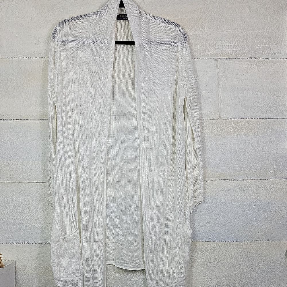 Ralph Lauren White Translucent Cardigan.‎ Size M